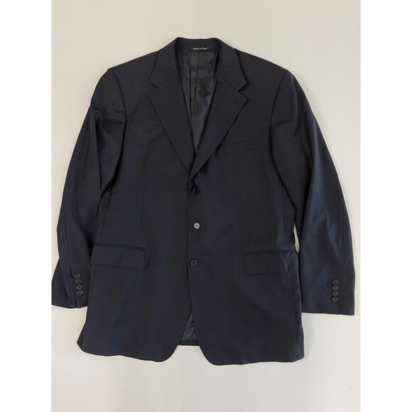 Vintage Faconnable Men’s Sports Jacket 60 Made In Italy Virgin Wool Navy Blue - Picture 1 of 7